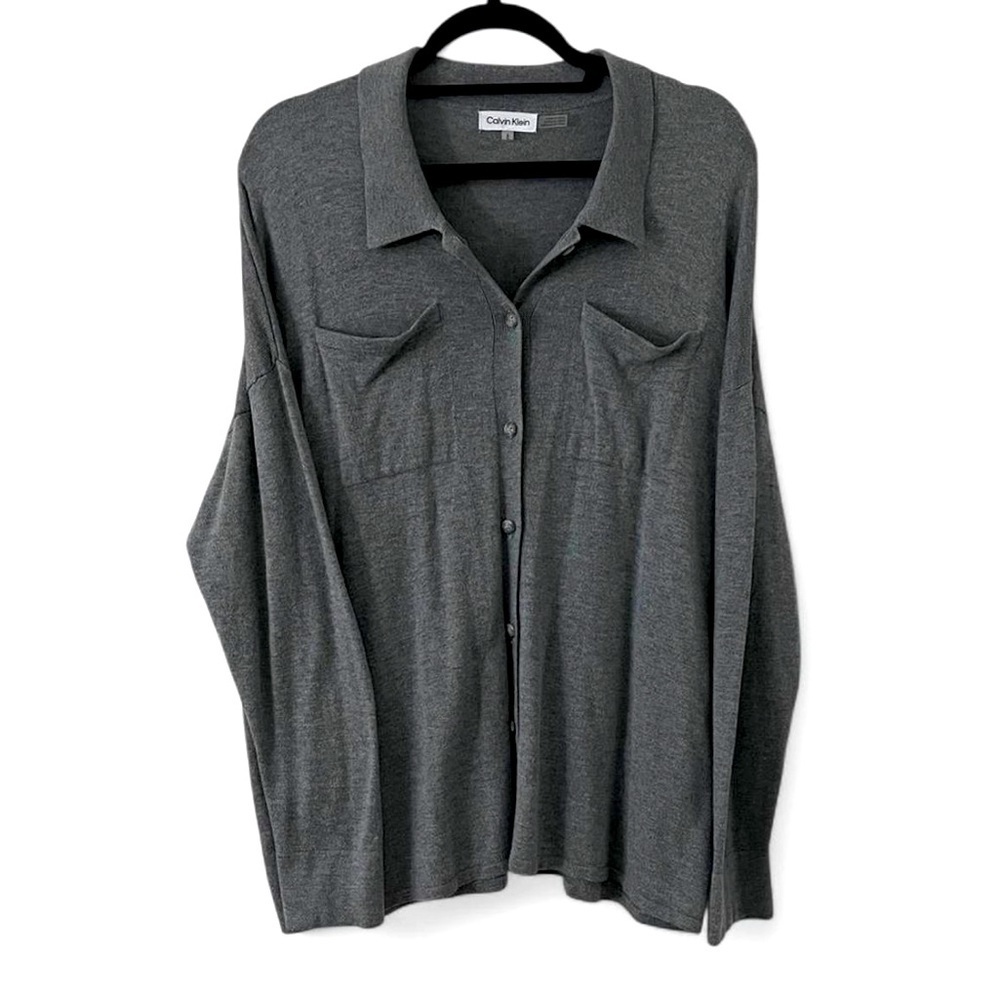 Calvin Klein Gray Button-Up Shirt